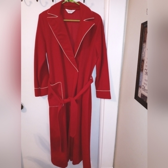 kayser Other - Vintage Kayser red Dacron Poly Fleece Felt Night Robe